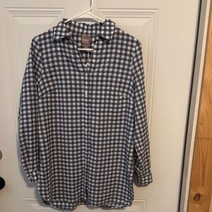Chico's Navy and White Gingham Men's Shirt